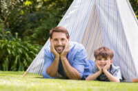 Happy father and child