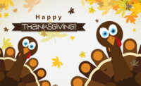 Template greeting card with a happy Thanksgiving turkey, vector