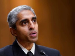 U.S. Surgeon General Dr. Vivek Murthy testifies before the Senate Finance Committee on Capitol Hill in Washington, on Feb. 8, 2022. The Surgeon General is warning there is not enough evidence to show that social media is safe for young people — and is calling on tech companies, parents and caregivers to take 